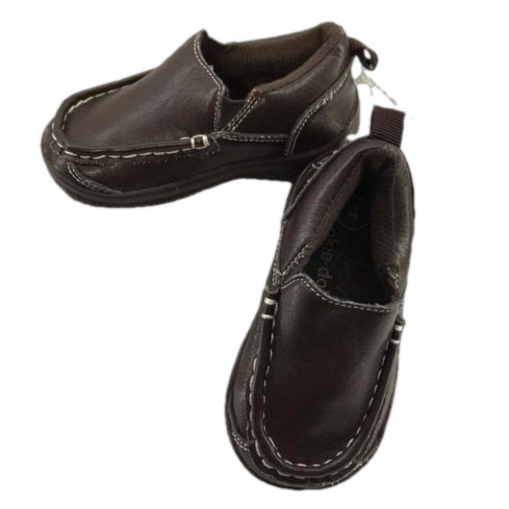 OKIE-DOKIE Faux Leather Dark Brown Loafers—NWOT—Baby Boys Size 4